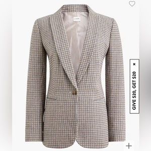 J. Crew Factory Checkered One Button Blazer. Size 00P. NWT. “Warm Brandy Navy”
